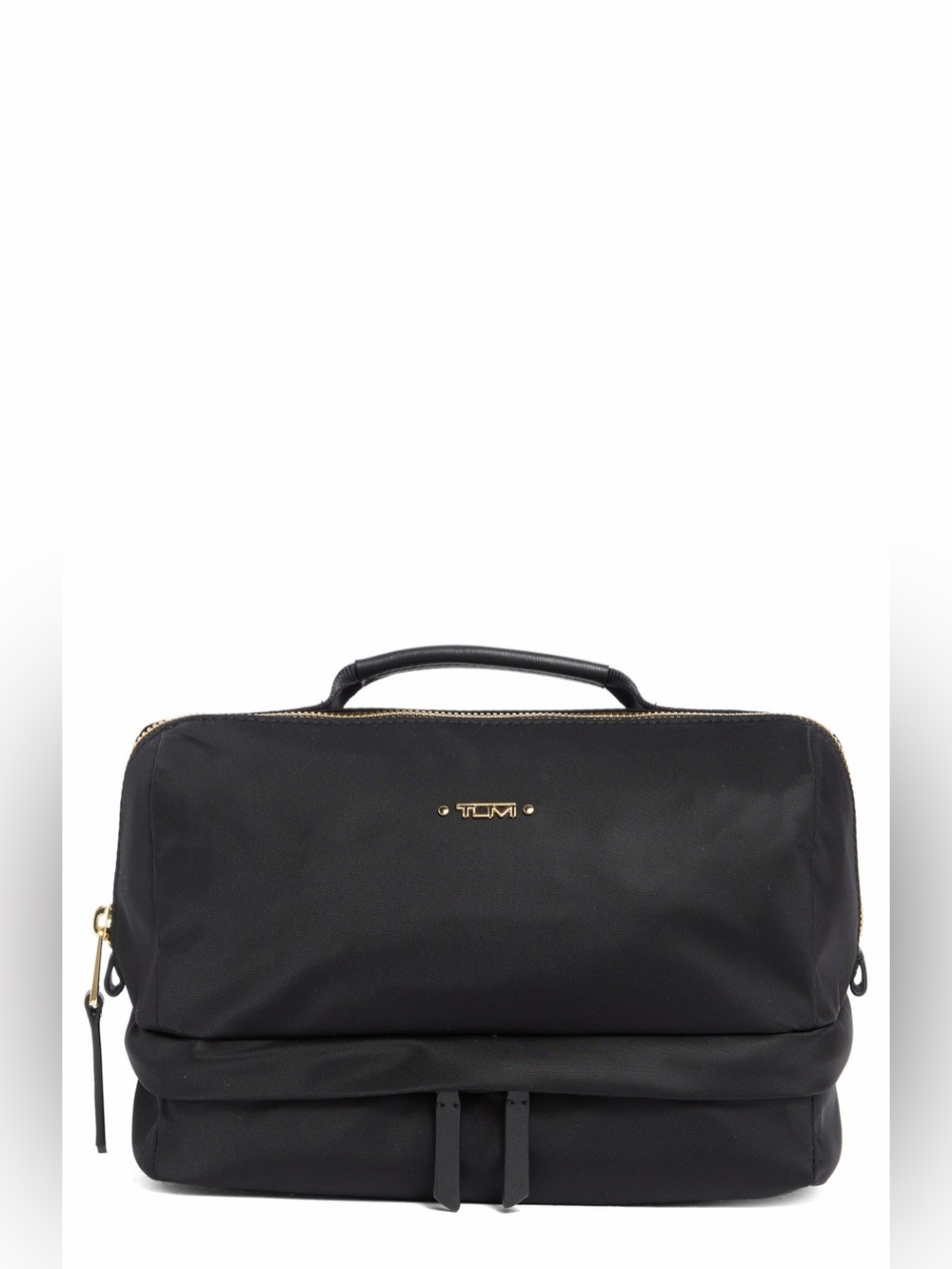 TUMI Voyageur Selma Cosmetic Case in Black with Gold Hardware
